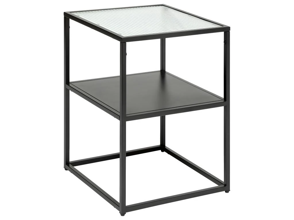 Table D'appoint En Métal Noir Et Verre Trempé 40 X 40 X 55 Cm 1 Table D'appoint En Métal Noir Et Verre Trempé 40 X 40 X 55 Cm