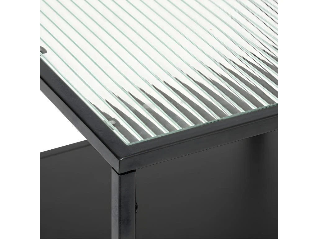 Table D'appoint En Métal Noir Et Verre Trempé 40 X 40 X 55 Cm 2 Table D'appoint En Métal Noir Et Verre Trempé 40 X 40 X 55 Cm – Image 2