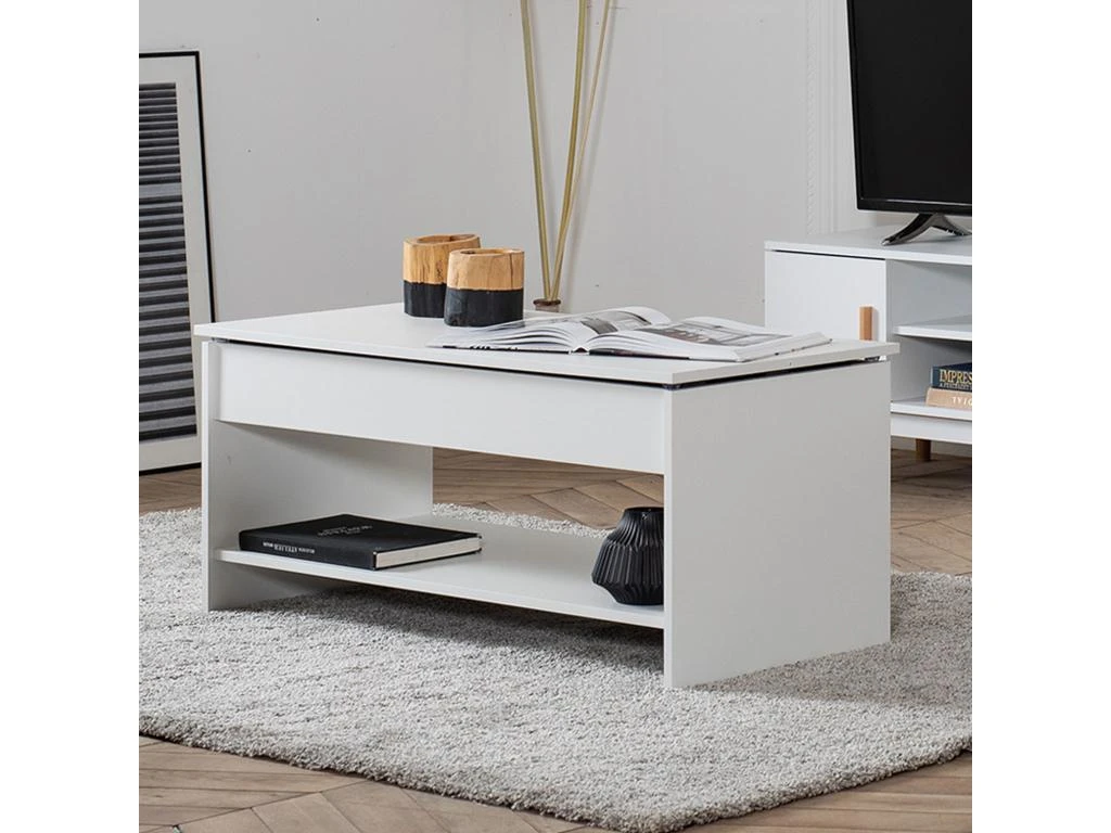 Table Basse Avec Plateau Relevable Blanche HEDDA - HAPPY GARDEN 1 Table Basse Avec Plateau Relevable Blanche HEDDA - HAPPY GARDEN