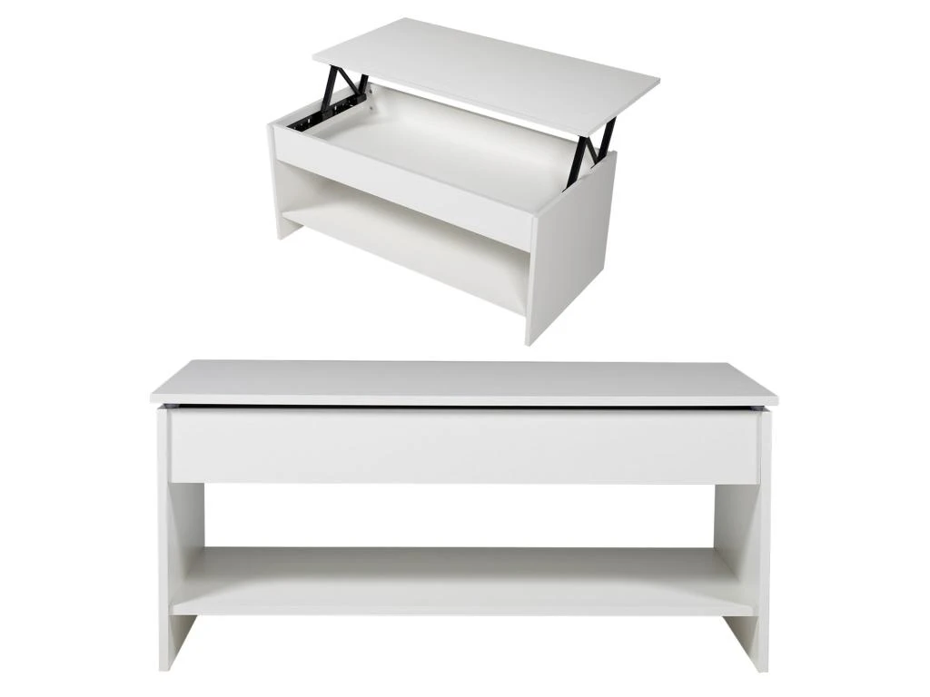 Table Basse Avec Plateau Relevable Blanche HEDDA - HAPPY GARDEN 3 Table Basse Avec Plateau Relevable Blanche HEDDA - HAPPY GARDEN – Image 3