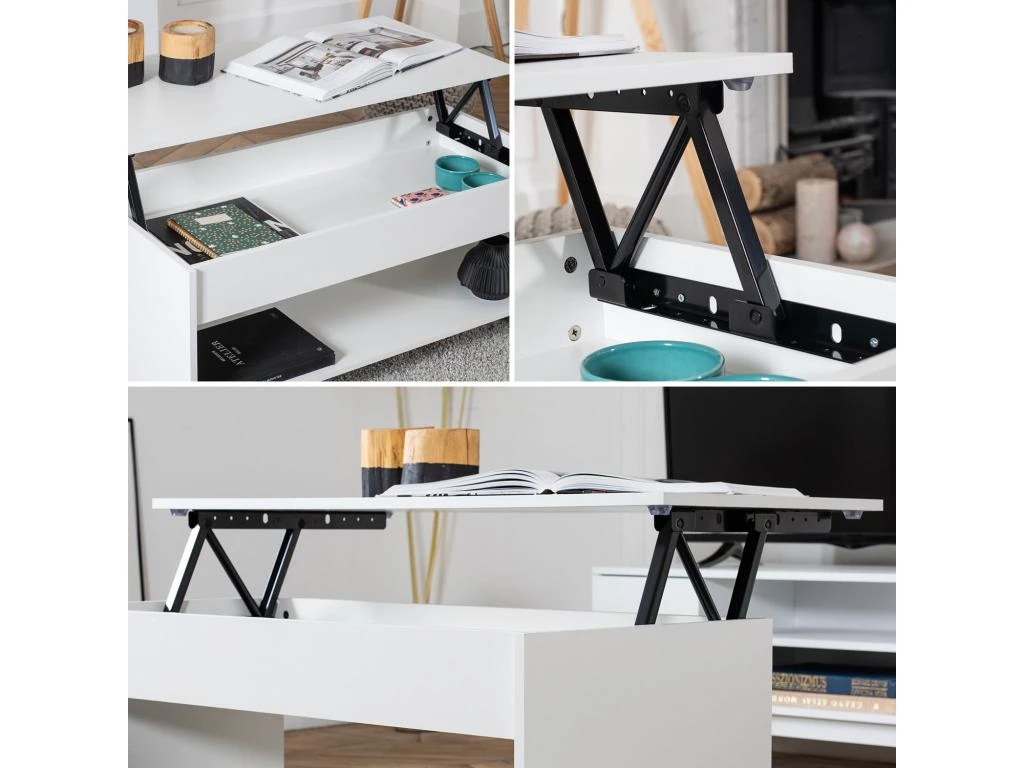 Table Basse Avec Plateau Relevable Blanche HEDDA - HAPPY GARDEN 4 Table Basse Avec Plateau Relevable Blanche HEDDA - HAPPY GARDEN – Image 4