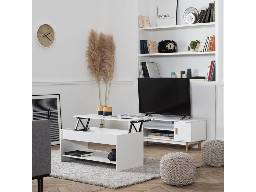 Table Basse Avec Plateau Relevable Blanche HEDDA - HAPPY GARDEN 6 Table Basse Avec Plateau Relevable Blanche HEDDA - HAPPY GARDEN – Image 6