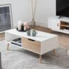 Table Basse Avec Tiroir Style Scandinave Blanche FREJA - HAPPY GARDEN -Deco.fr Soldes Boutique table basse 10779711