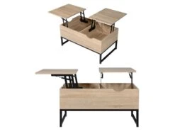 Table Basse Avec Plateaux Relevables Noire Et Bois LOTTA - HAPPY GARDEN -Deco.fr Soldes Boutique table basse 10779739