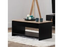Table Basse Avec Plateau Relevable Noire Et Bois HEDDA - HAPPY GARDEN