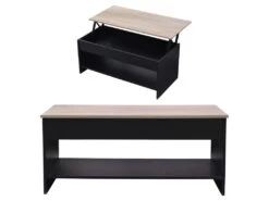 Table Basse Avec Plateau Relevable Noire Et Bois HEDDA - HAPPY GARDEN 8 Table Basse Avec Plateau Relevable Noire Et Bois HEDDA - HAPPY GARDEN -Deco.fr Soldes Boutique table basse 10779801