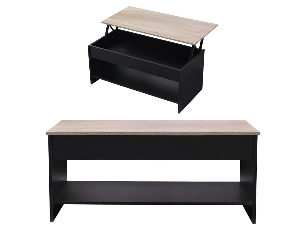 Table Basse Avec Plateau Relevable Noire Et Bois HEDDA - HAPPY GARDEN 3 Table Basse Avec Plateau Relevable Noire Et Bois HEDDA - HAPPY GARDEN – Image 3