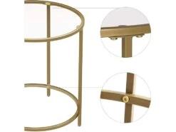 Table D 'appoint Ronde Dessus En Verre Trempé Cadre En Métal Bout De Canapé Table Console Table De Chevet Pour Salon Balcon Doré 12_0001028/2 5 Table D 'appoint Ronde Dessus En Verre Trempé Cadre En Métal Bout De Canapé Table Console Table De Chevet Pour Salon Balcon Doré 12_0001028/2 -Deco.fr Soldes Boutique table basse 10872267
