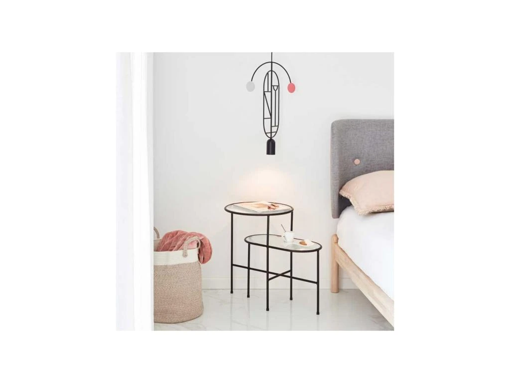 Table D'appoint Ovale Métal Noir/Verre - TEULAT NIX 2 Table D'appoint Ovale Métal Noir/Verre - TEULAT NIX – Image 2