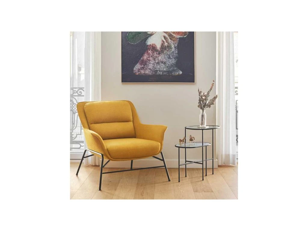 Table D'appoint Ovale Métal Noir/Verre - TEULAT NIX 3 Table D'appoint Ovale Métal Noir/Verre - TEULAT NIX – Image 3