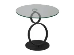 Guéridon Rond Métal/Verre Trempé - STRATUS