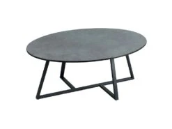 Table Basse Ovale Acier/Céramique Anthracite Mat - JANIE