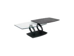 Table Basse Articulée Acier/Verre/Marron N°1 - VERRO