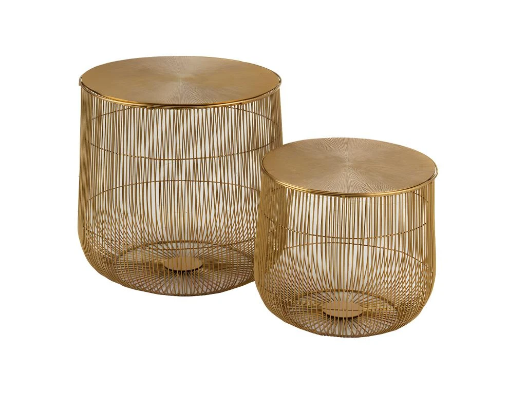 Tables Gigognes Rondes Panier Métal Or - HERAKLION 1 Tables Gigognes Rondes Panier Métal Or - HERAKLION