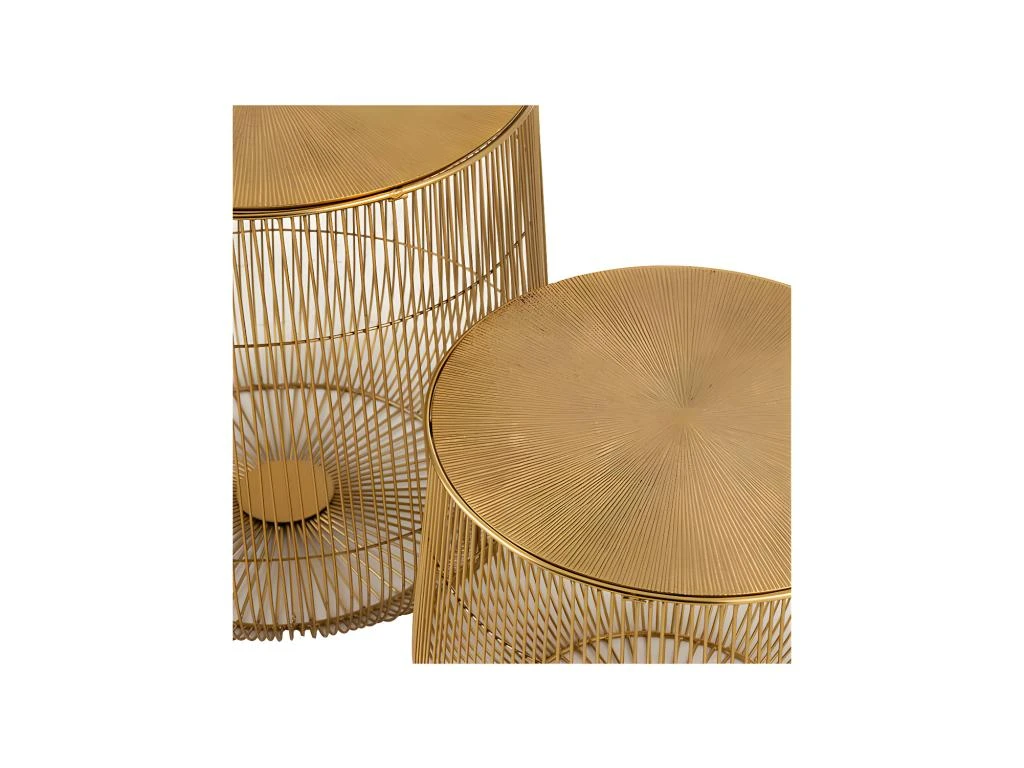 Tables Gigognes Rondes Panier Métal Or - HERAKLION 4 Tables Gigognes Rondes Panier Métal Or - HERAKLION – Image 4