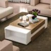 Table Basse Avec 2 Niches - Naturel Et Blanc - BASENA II 13 Table Basse Avec 2 Niches - Naturel Et Blanc - BASENA II -Deco.fr Soldes Boutique table basse 11167773