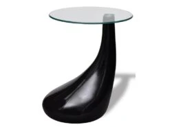 Table Basse De Salon Salle à Manger Design Noir Verre Diamètre 42 Cm 0902008