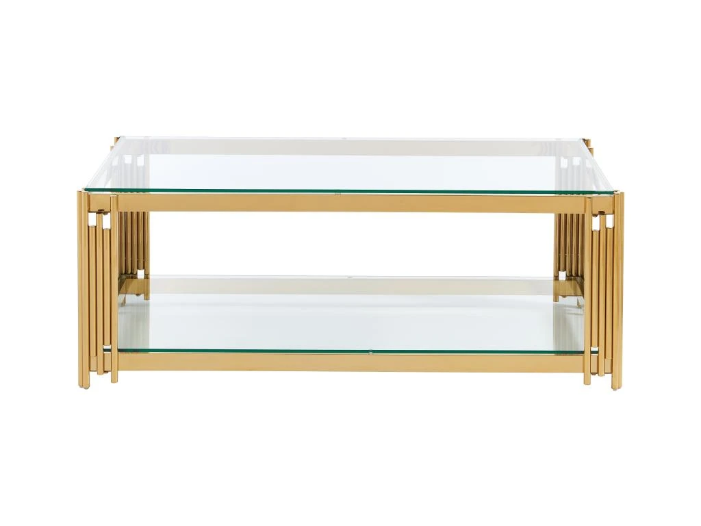 Table Basse En Verre Trempé Et Acier Inoxydable - Doré - NOMELANO De Pascal MORABITO 3 Table Basse En Verre Trempé Et Acier Inoxydable - Doré - NOMELANO De Pascal MORABITO – Image 3