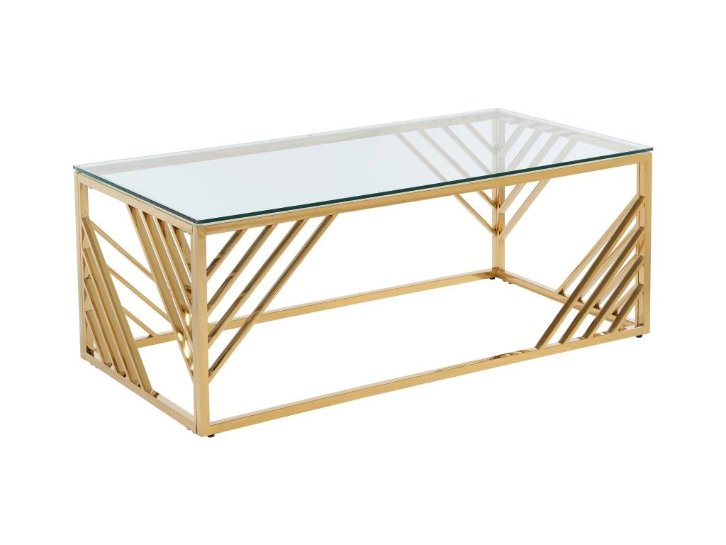 Table Basse En Verre Trempé Et Acier Inoxydable - Doré - SIMATO De Pascal MORABITO 4 Table Basse En Verre Trempé Et Acier Inoxydable - Doré - SIMATO De Pascal MORABITO – Image 4