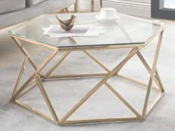 Table Basse En Verre Trempé Et Acier Inoxydable - Doré - KERIANE De Pascal MORABITO -Deco.fr Soldes Boutique table basse 1203387