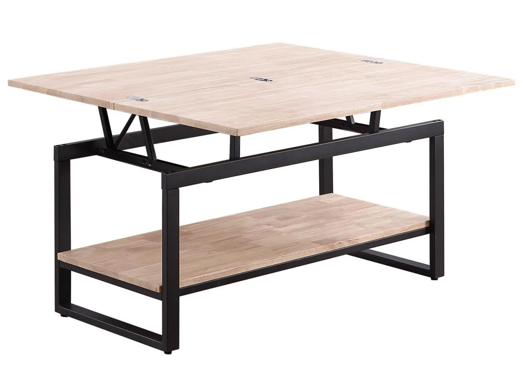 Table Basse Relevable Et Extensible En Bois De Chêne Avec Pieds En Métal Noir-Longueur 100 X Profondeur 45-90 X Hauteur 47-62 Cm 1 Table Basse Relevable Et Extensible En Bois De Chêne Avec Pieds En Métal Noir-Longueur 100 X Profondeur 45-90 X Hauteur 47-62 Cm