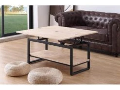 Table Basse Relevable Et Extensible En Bois De Chêne Avec Pieds En Métal Noir-Longueur 100 X Profondeur 45-90 X Hauteur 47-62 Cm 7 Table Basse Relevable Et Extensible En Bois De Chêne Avec Pieds En Métal Noir-Longueur 100 X Profondeur 45-90 X Hauteur 47-62 Cm -Deco.fr Soldes Boutique table basse 12072785