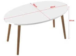 Table Basse Sindal Ovale 41 X 90 X 50cm Blanc Naturel [en.casa] -Deco.fr Soldes Boutique table basse 12291793