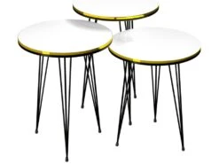Set De 3 Tables D'appoint Ry Rondes Gigognes Blanc Noir [en.casa] -Deco.fr Soldes Boutique table basse 12291875