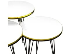 Set De 3 Tables D'appoint Ry Rondes Gigognes Blanc Noir [en.casa] -Deco.fr Soldes Boutique table basse 12291877