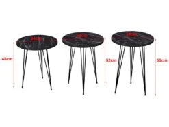 Set De 3 Tables D'appoint Ry Rondes Gigognes Marbre Noir [en.casa] -Deco.fr Soldes Boutique table basse 12291913