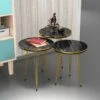 Set De 3 Tables D'appoint Ry Rondes Gigognes Noir Or [en.casa]