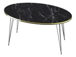Table Basse Hirtshals Ovale 41 X 90 X 50 Cm Marbre Noir Or [en.casa] -Deco.fr Soldes Boutique table basse 12292219