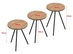 Set De 3 Tables D'appoint Ølgod Rondes Gigognes Naturel Noir [en.casa] -Deco.fr Soldes Boutique table basse 12292441