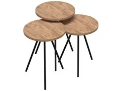 Set De 3 Tables D'appoint Ølgod Rondes Gigognes Naturel Noir [en.casa] -Deco.fr Soldes Boutique table basse 12292443