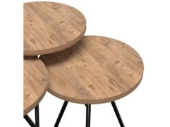 Set De 3 Tables D'appoint Ølgod Rondes Gigognes Naturel Noir [en.casa] -Deco.fr Soldes Boutique table basse 12292445