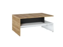 Table Basse Double Plateau - Naturel Et Blanc - NISUKA -Deco.fr Soldes Boutique table basse 12306269