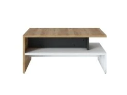 Table Basse Double Plateau - Naturel Et Blanc - NISUKA -Deco.fr Soldes Boutique table basse 12306271