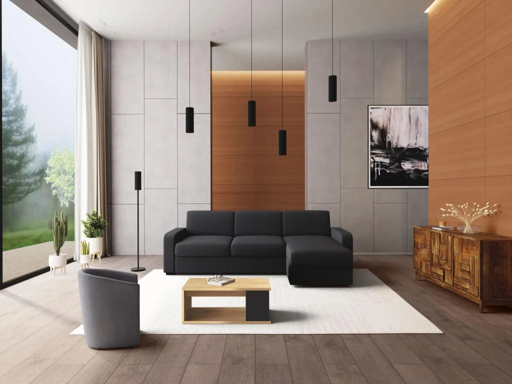 Table Basse ALDANA - Plateau Relevable - Bois Et MDF - Chêne Et Anthracite 5 Table Basse ALDANA - Plateau Relevable - Bois Et MDF - Chêne Et Anthracite – Image 5