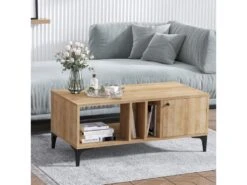 Table Gigognes Nilo Design 100% Panneau De Particules Plaqué Mélaminé En Couleur Chêne. 100x47x50 Cmcm