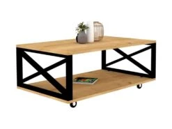 Table D’appoint Tajo Design Panneau De Particules Plaqué Mélaminé En Couleur Atlantic Pino. 98x33,6x60cm