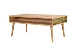 Table D’appoint Tajo Design Panneau De Particules Plaqué Mélaminé En Couleur Atlantic Pino. 110x45x60cm