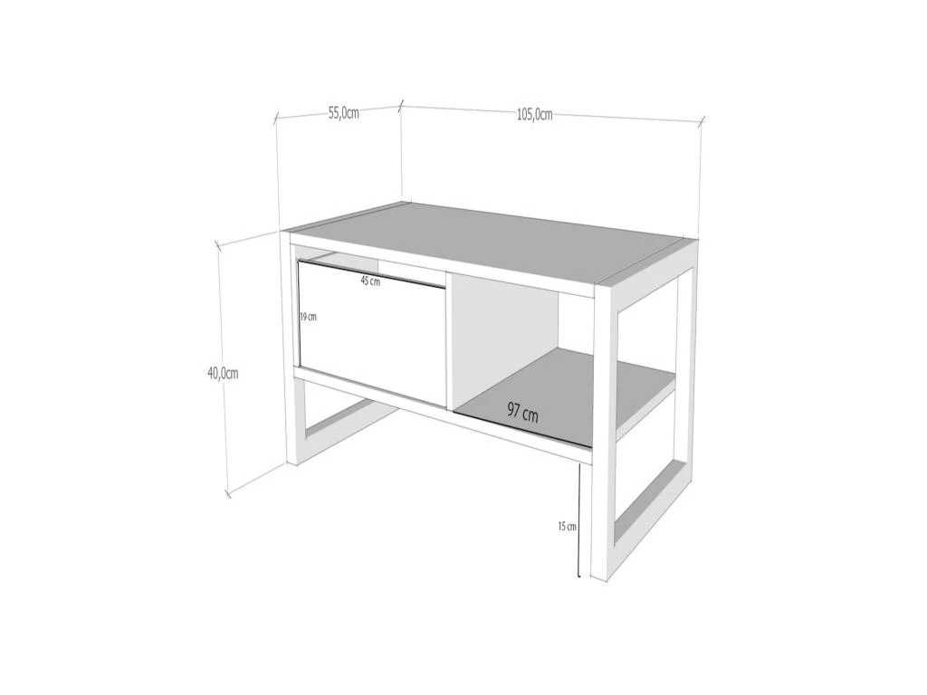 Tables Basses Tajo, Structure Et Le Support Fabriquées En Métal En Couleur Pin Atlantique Noir. 105x40x55cm 4 Tables Basses Tajo, Structure Et Le Support Fabriquées En Métal En Couleur Pin Atlantique Noir. 105x40x55cm – Image 4