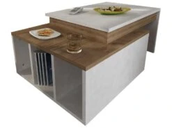 Table D’appoint Sena Design Panneau De Particules Plaqué Mélaminé En Couleur Blanc Nogal. 90x37,4x60cm -Deco.fr Soldes Boutique table basse 12359075