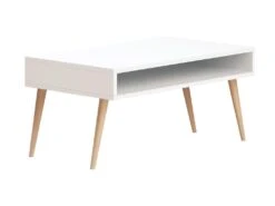 Table D’appoint Sena Design Panneau De Particules Plaqué Mélaminé En Couleur Blanc. 80x53,6x45cm