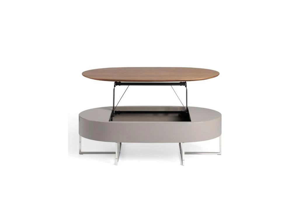 Table Basse Relevable Noyer/Métal - FORDO 1 Table Basse Relevable Noyer/Métal - FORDO