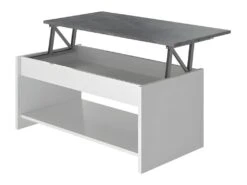 HAPPY Table Basse Relevable - Blanc Et Gris - L 100 Cm