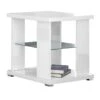 MARIKA - Table D'Appoint Laquée Blanche Avec Etagère Verre -Deco.fr Soldes Boutique table basse 12914491