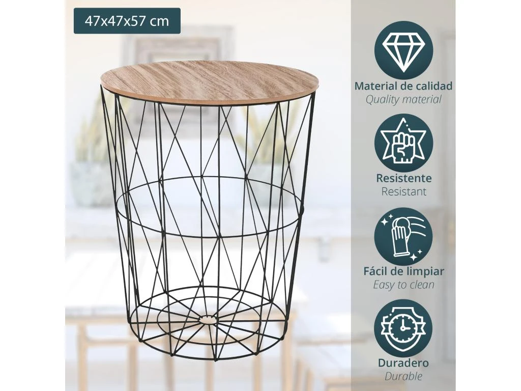 Table D'appoint Noire Dimensions 47x47x57cm 2 Table D'appoint Noire Dimensions 47x47x57cm – Image 2