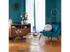 Ensemble De 2 Tables D'appoint Glamour Métalliques Or Et Noir Dimensions: 66,5 X H. 41,5 Cm -Deco.fr Soldes Boutique table basse 12988653