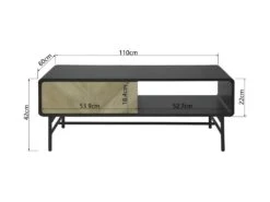 Table Basse 1 Tiroir - Bois Et Metal Noir - L 110 X P 60 X H 42 - BROOKLYN -Deco.fr Soldes Boutique table basse 13011631
